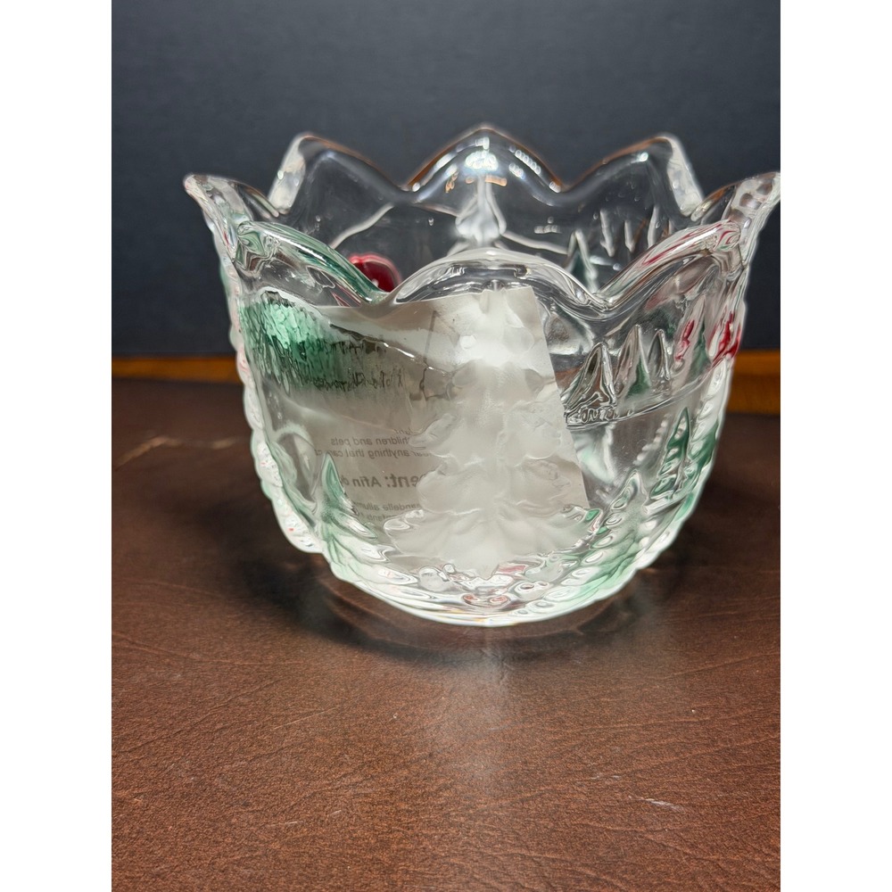 Mikasa Celebrations Christmas Glass Votive Candle Holder Scalloped Rim - Picture 4 of 9